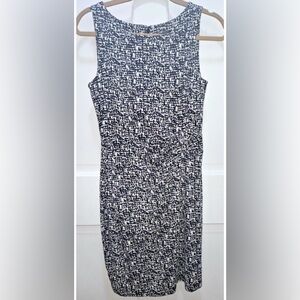 Ann Taylor Sheath Dress Petite Small Black Ivory Sleeveless Knee-Length Stretch